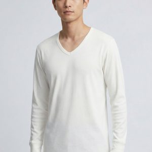 Áo giữ nhiệt nam Nhật Bản cổ tim loại dày vừa Extra Warm màu trắng 00 WHITE