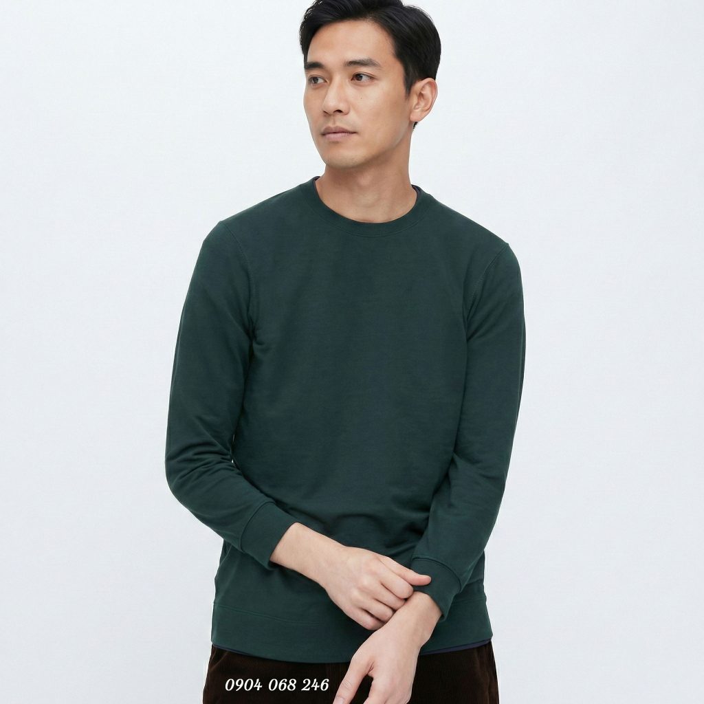 Áo giữ nhiệt nam cổ tròn Extra Warm màu xanh cổ vịt