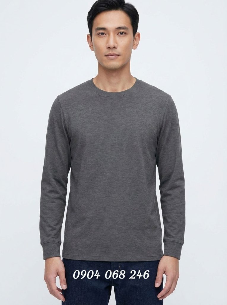 Áo giữ nhiệt nam cổ tròn Extra Warm màu xám 08 DARK GRAY